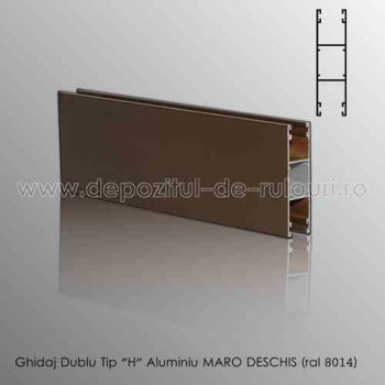 Ghidaje rulouri exterioare aluminiu aplicate duble tip “H” maro deschis ral 8014